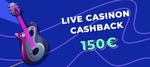 Onko tässä paras sivu live casinon peleille? 150€ viikoittainen cashback!