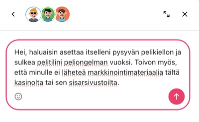 Näin asetat pelieston chätissä