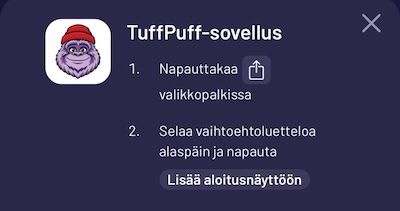 TuffPuff mobiilisovellus