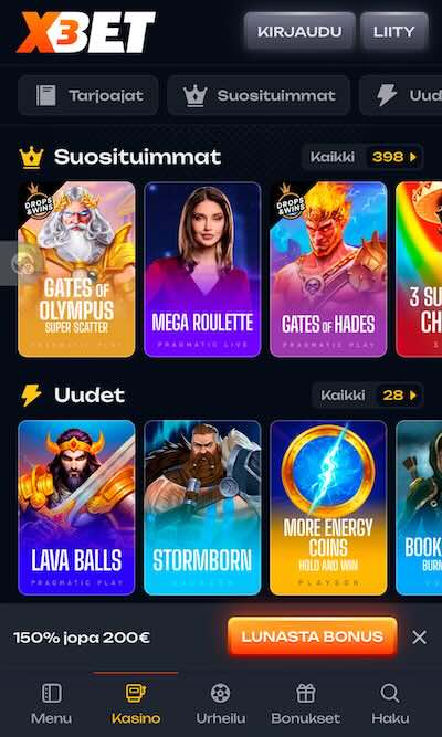 x3Bet mobiilissa